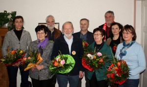 Hinten von links: H. Hilscher, Dr.V. Haase, J. Hufschmidt. Vorn von links: E. Gellerich, G. Schnelle, W. Jose, G. Quiel, L. Thoxer, R. Haase